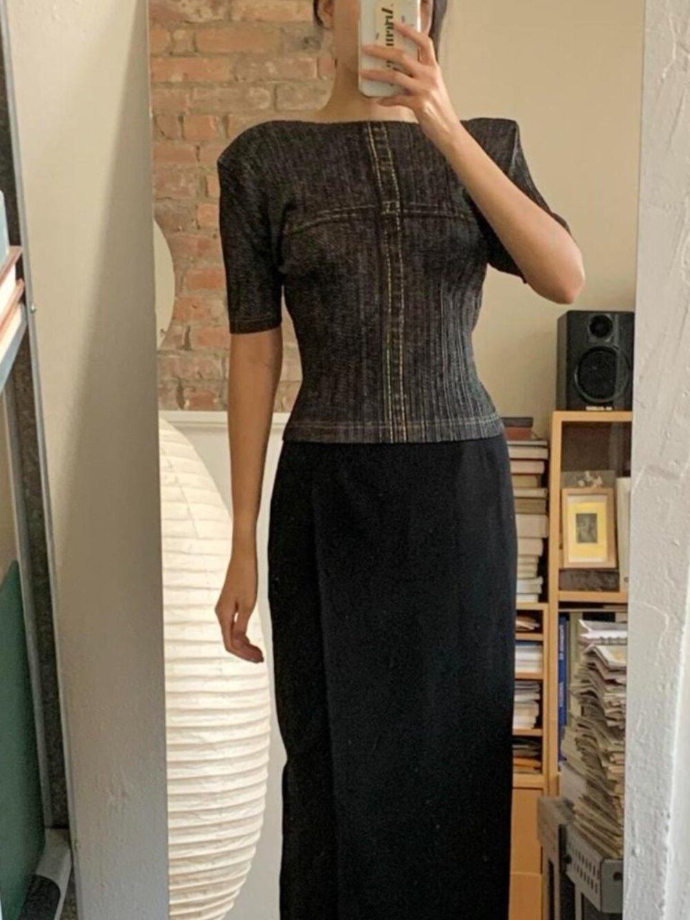 Issey Miyake Pleats Please Denim Top Dark Charcoal JP3